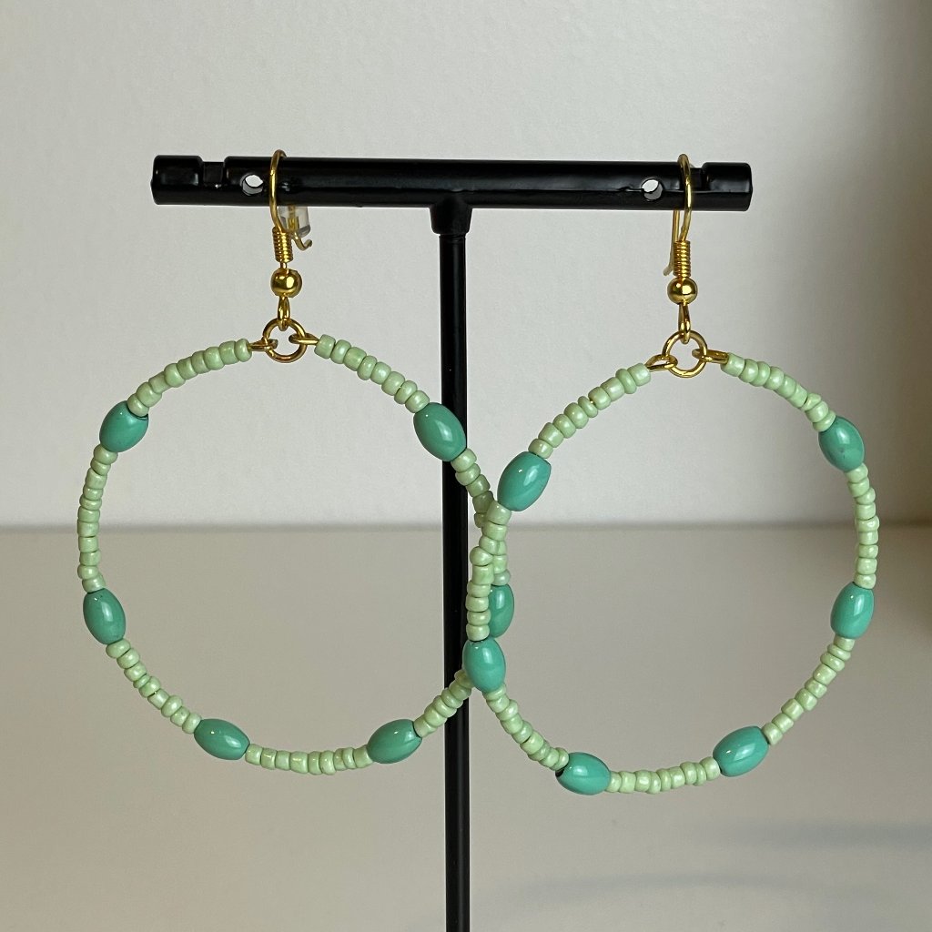 InkAlloy Green Beaded Hoops 19$